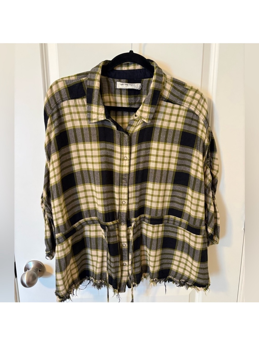 We The Free Plaid Button-Front Crop Shirt Jacket - Picture 4 of 5